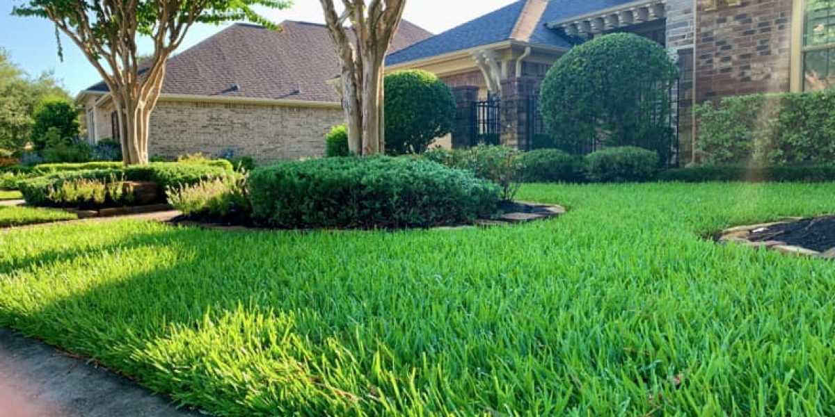 An Exterior View of a House Showcasing Lawn Fertilization by Greengate Turf & Pest in Houston, TX