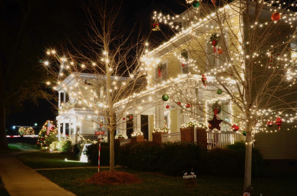 house and tree holiday lights