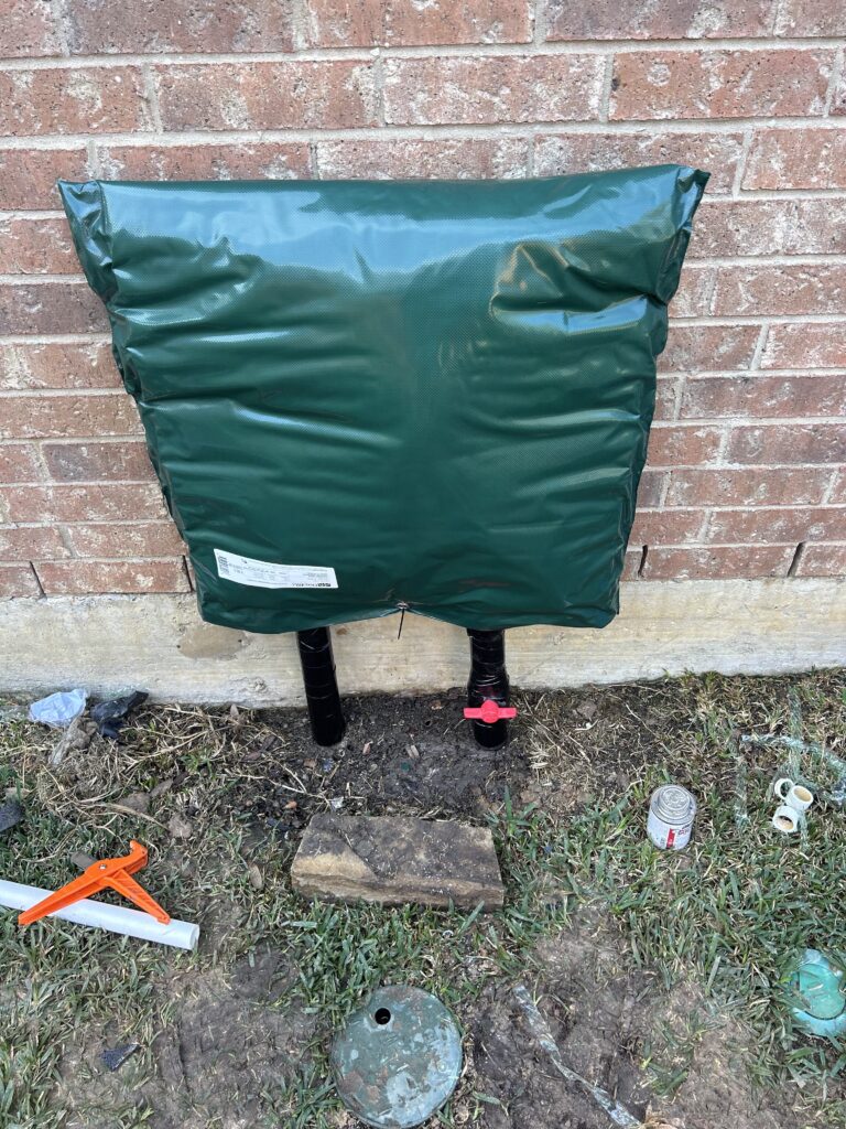 Winterize sprinkler system and add an insulated bag to protect the piping