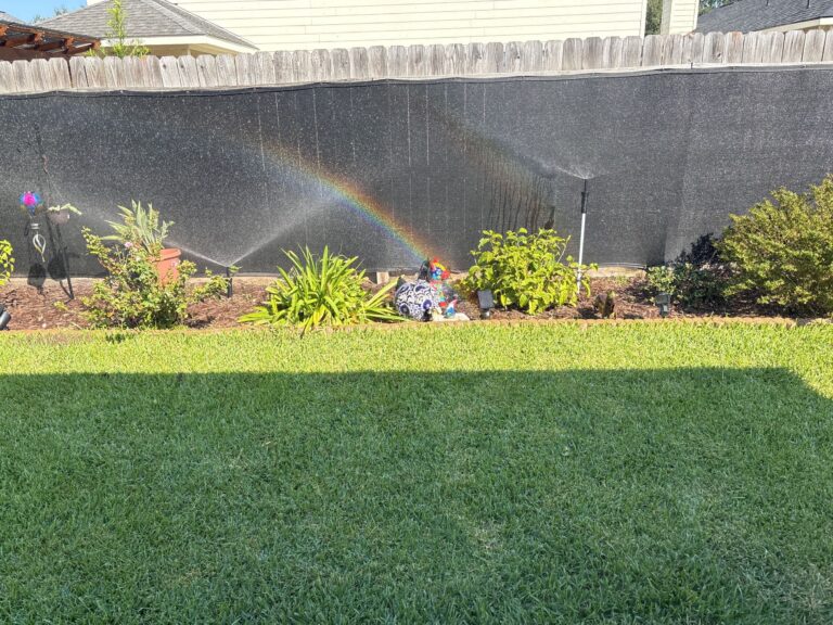 Flower bed sprinkler zones running while being tested during a sprinkler start up service