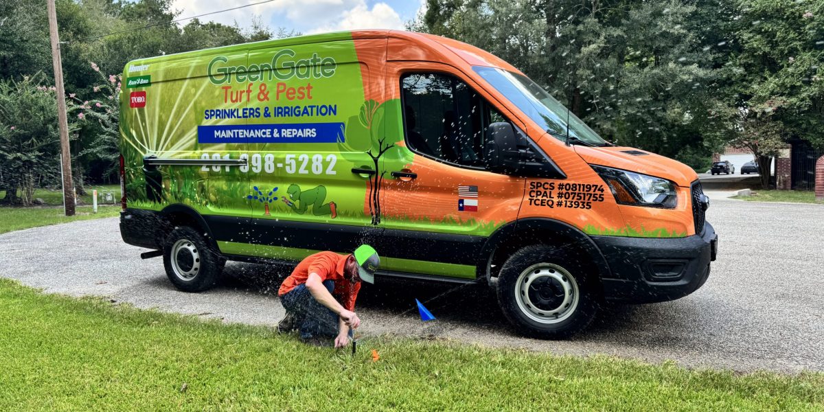GreenGate employee showing an upgrade sprinkler system
